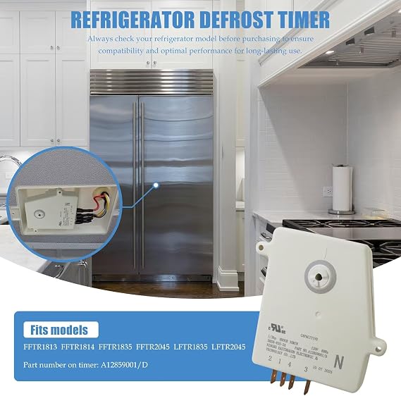 Optimized 5304526183 Refrigerator Defrost Timer 8Hr for Frigidaire FFTR1835VS2 FFTR1835VS3 FFTR1835VS4 FFTR1835VS5 FFTR1835VS6, Replaces for 16227343 A12859004/C DHSH-640-2A3