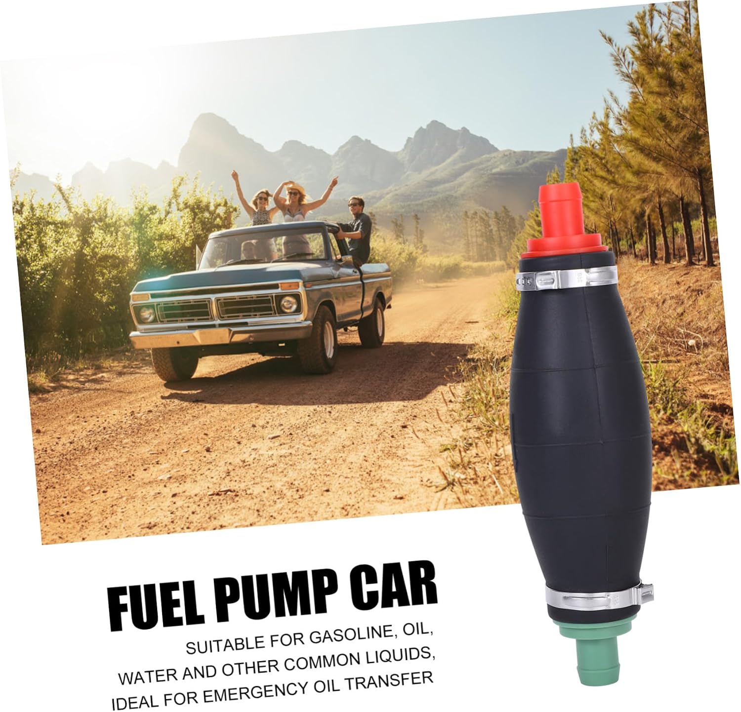 Large Rubber Hand Fuel Transfer Pump for Car Boat Motorcycle Manual Siphon Pump with High Flow Rate for Gasoline Diesel Water Transfer and Emergency Use