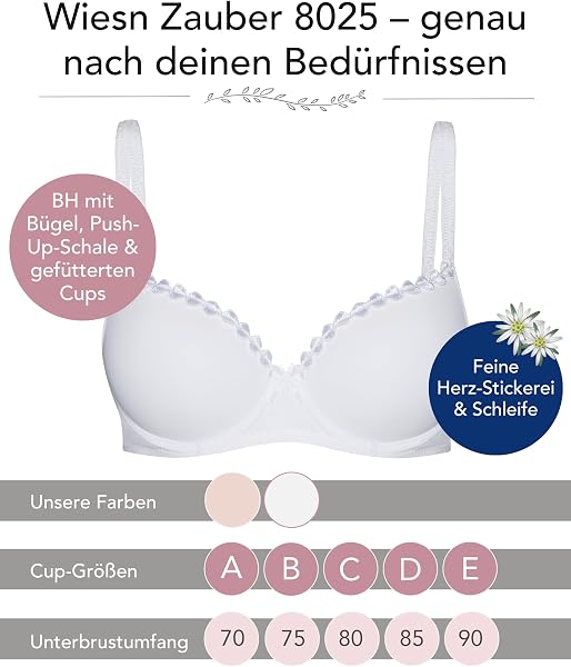 Detailaufnahme der dekorativen Stickerei auf dem Körbchen des Susa Dirndl BHs.