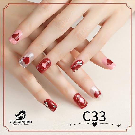 Amazon Colorbird ネイルチップ 24 スクエアオフ ハート エレガント マニキュア 大人 可愛い つけ爪 C33 Colorbird ネイルチップ 通販