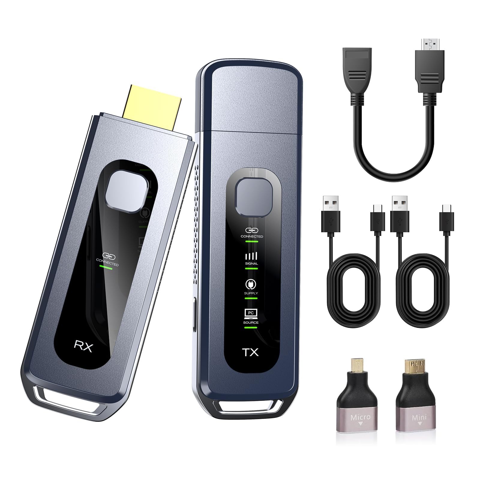 Transmetteur et récepteur HDMI sans Fil, prolongateur HDMI 4K Décode 1080P, écran LCD, Plug&Play, 2.4G&5G pour Le Streaming vidéo et Audio vers Un Moniteur Depuis Un PC/Projecteur/Boîtier TV