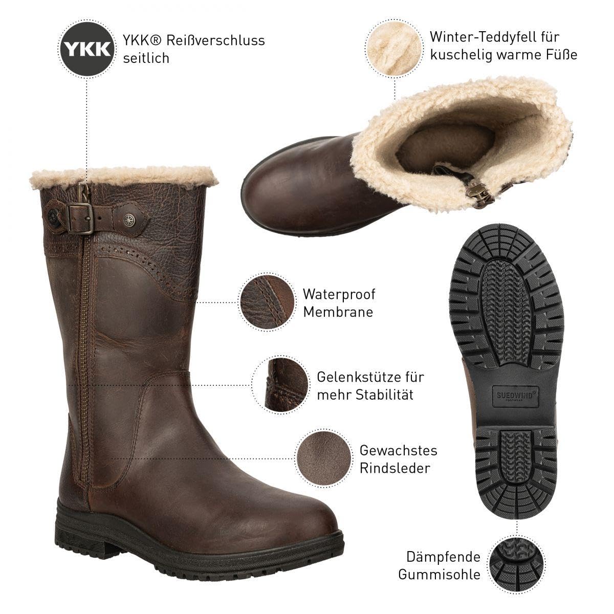 SUEDWIND FOOTWEAR Winter-Stiefel »Duflon« | Lederstiefel | Robustes Oberleder | Gefüttert | Wasserabweisend | Outdoor Boots | Gassigehen | Stall | Reiten