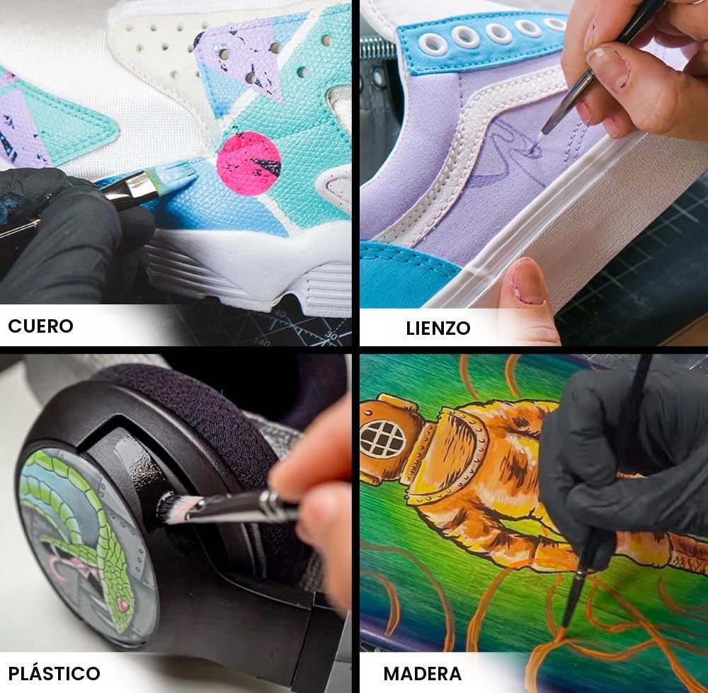 Pinturas para piel de cuero Angelus, juego de 12 de 1 oz.