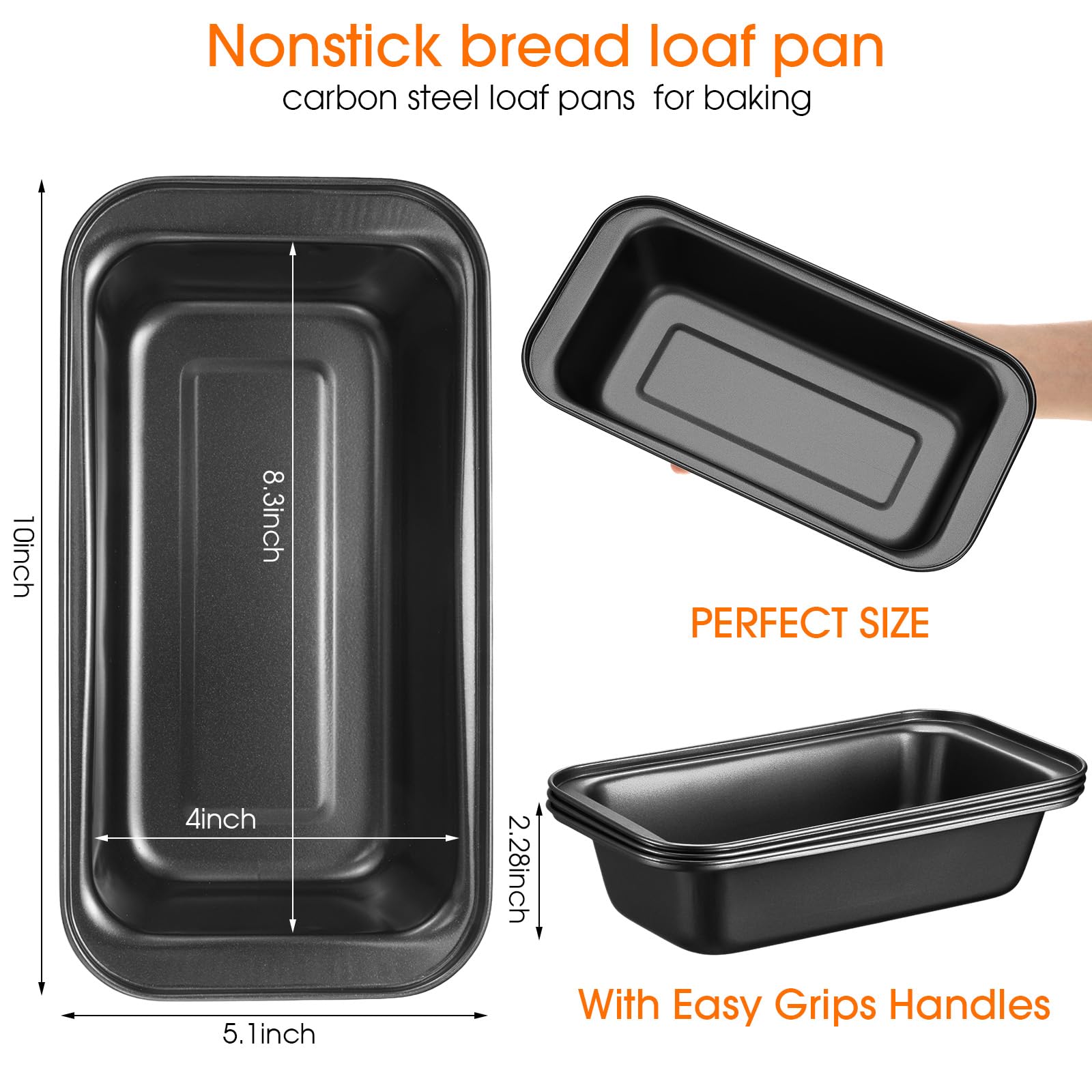 Tanlade 12 Stück Antihaft-Brot-Kastenform, 24,1 x 12,7 cm, Kastenbackform für hausgemachtes Brot, Küche, Backform, Backform, Zuhause, Brownies und Pfundkuchen (grau)