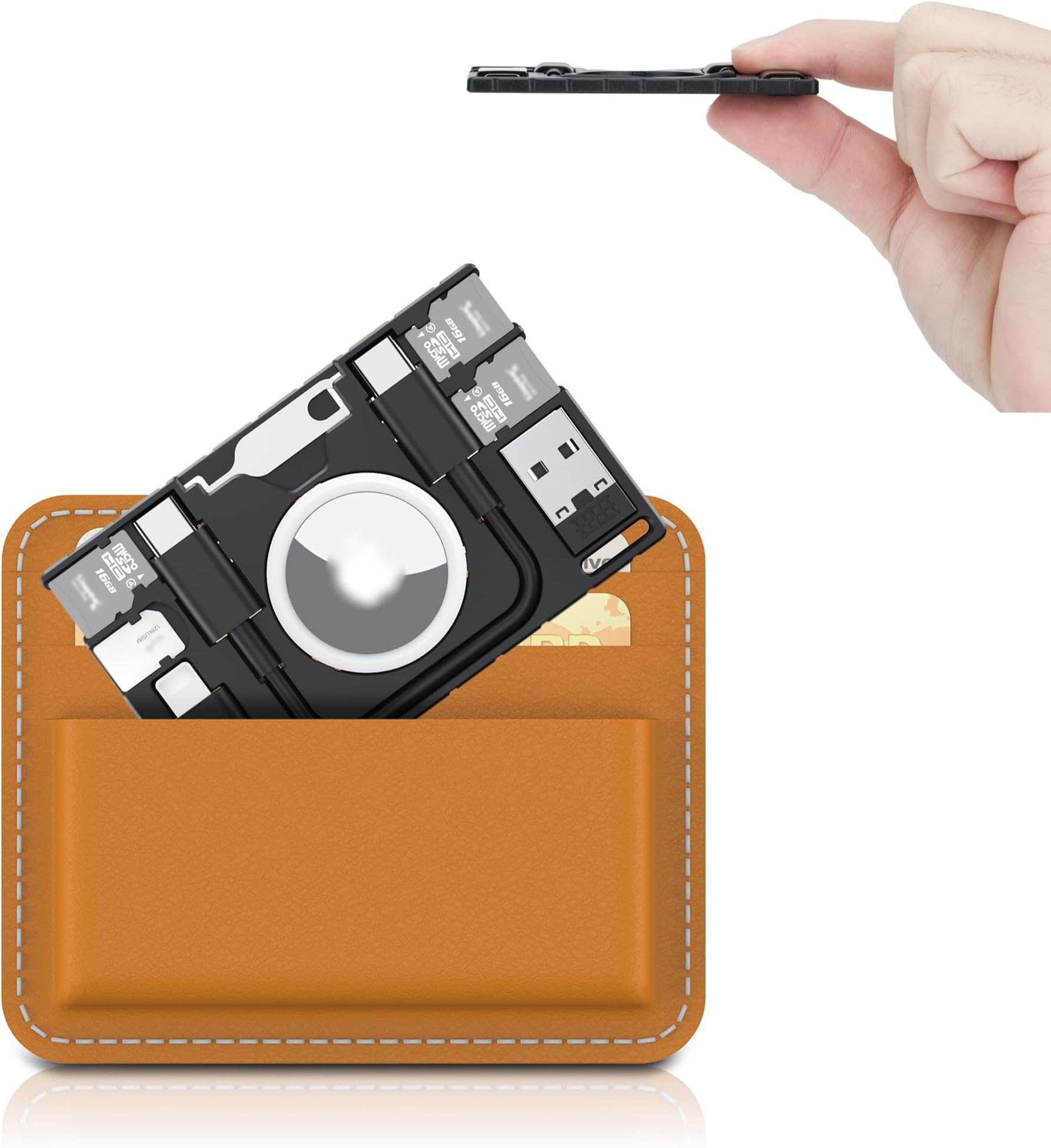 Amazon.com: PZOZ Airtag Wallet Holder with USB C to Lightning Charging ...