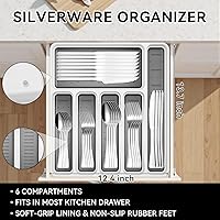 Vista 5 de Juego de cubiertos de acero inoxidable de 49 piezas con organizador de cubiertos, servicio para 8 personas con cuchillos de carne y utensilios