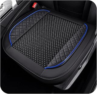 Car Seat Cover, Leather Vehicle Front Bottom Seat Cushion Cover with Storage Pocket, Anti-Slip Bottom Seats Protector Luxury Interior Decor for Most Car Trucks SUVs (Knitting, Black+Blue)