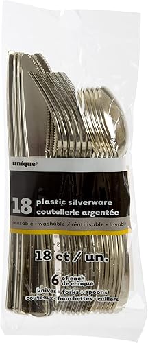 Miniatura 2 de Elegantes cubiertos de plástico surtidos dorados (paquete de 18)  Premium, duradero y reutilizable  Perfecto para fiestas, eventos y uso diario
