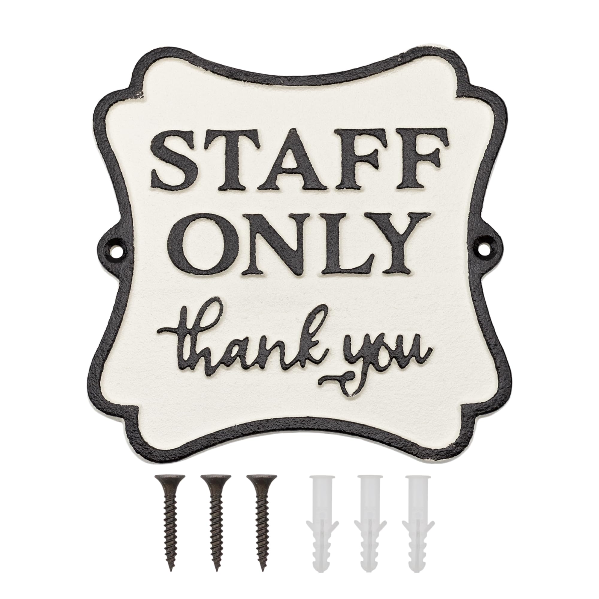 AuldHome Design Cast Iron Staff Only Sign, Business Door Sign for Employees Only Area