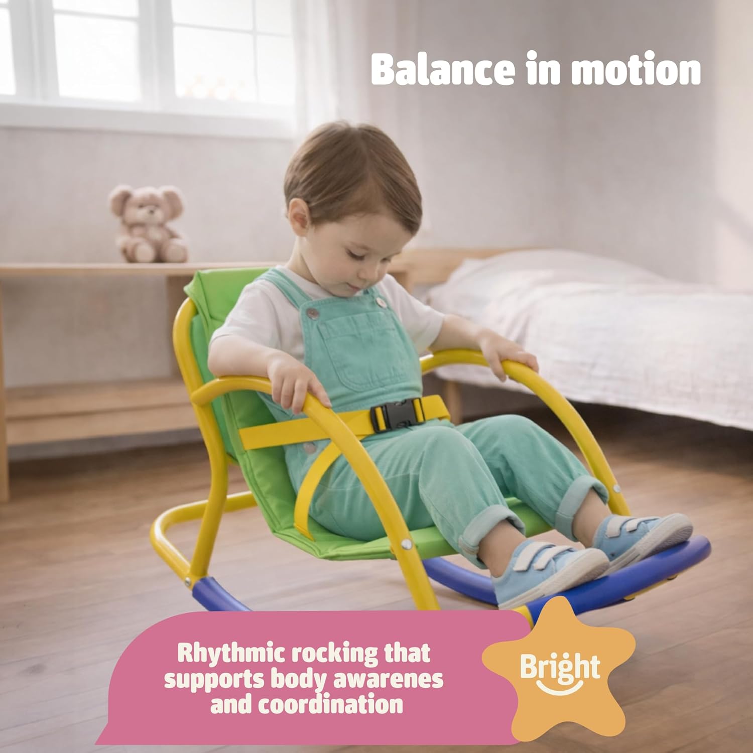 Bright Autism Rocking Chair for Kids (3-8 Years) - Sensory Rocker for ADHD and Special Needs. Great Therapy Tool for Calming Senses. for Sensory Room, Daycare and Playground. Indoor and Outdoor Play