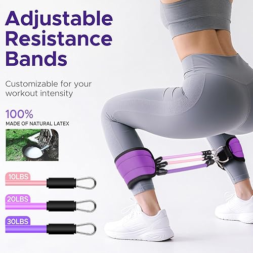 Miniatura 3 de Pilates Ring Kit for Women, Pilates Equipment Accessories, Home Workout Set with Magic Circle, Mini Exercise Ball, Ankle Resistance Bands & Yoga