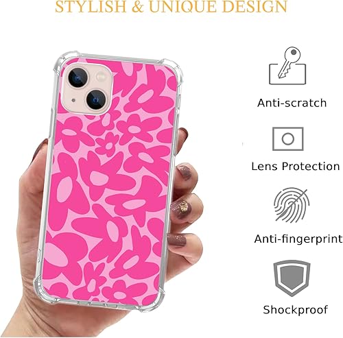 Miniatura 2 de Lemifelgby Y2k - Funda protectora de TPU para iPhone 15 Plus, diseño de margaritas, color rosa