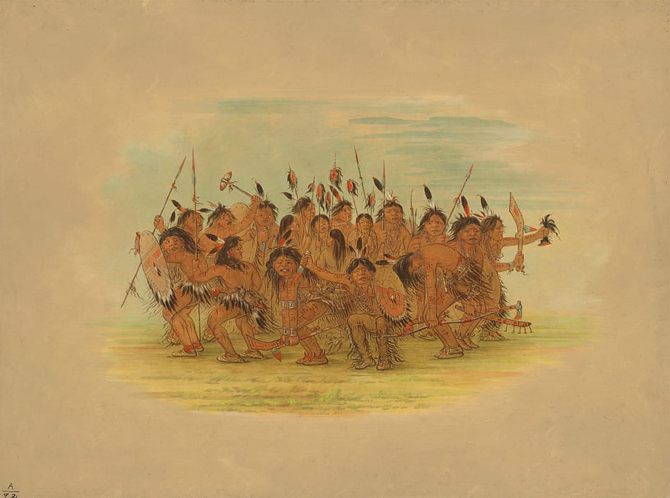 POSTERIIk Famous Modern Artwork Art Mural Scalp Dance Sioux by George Catlin Oil Paintings Pictures for Home Decor 60x90cm