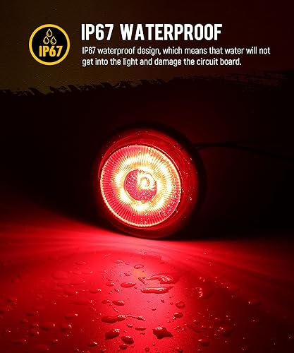 Miniatura 4 de Partsam 5 luces redondas rojas de 2.5 pulgadas con 13 LED para remolque, luces laterales con reflectores, impermeabilidad IP67, incluye coletas y