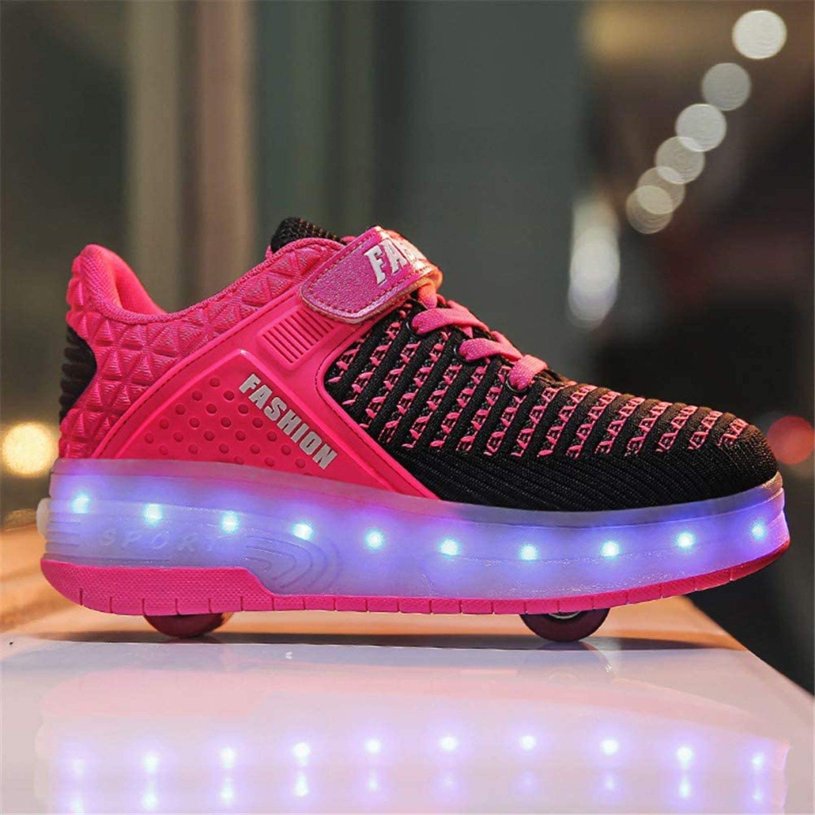 Ragazzi Ragazze LED Pattini A Rotelle Scarpe Con Ruote Scarpe Da Ginnastica Luminose A LED Scarpe Da Skateboard Tecniche A Doppia Ruota Ginnastica Per Bambini Scarpe Da Ginnastica Luminose,Pink-31