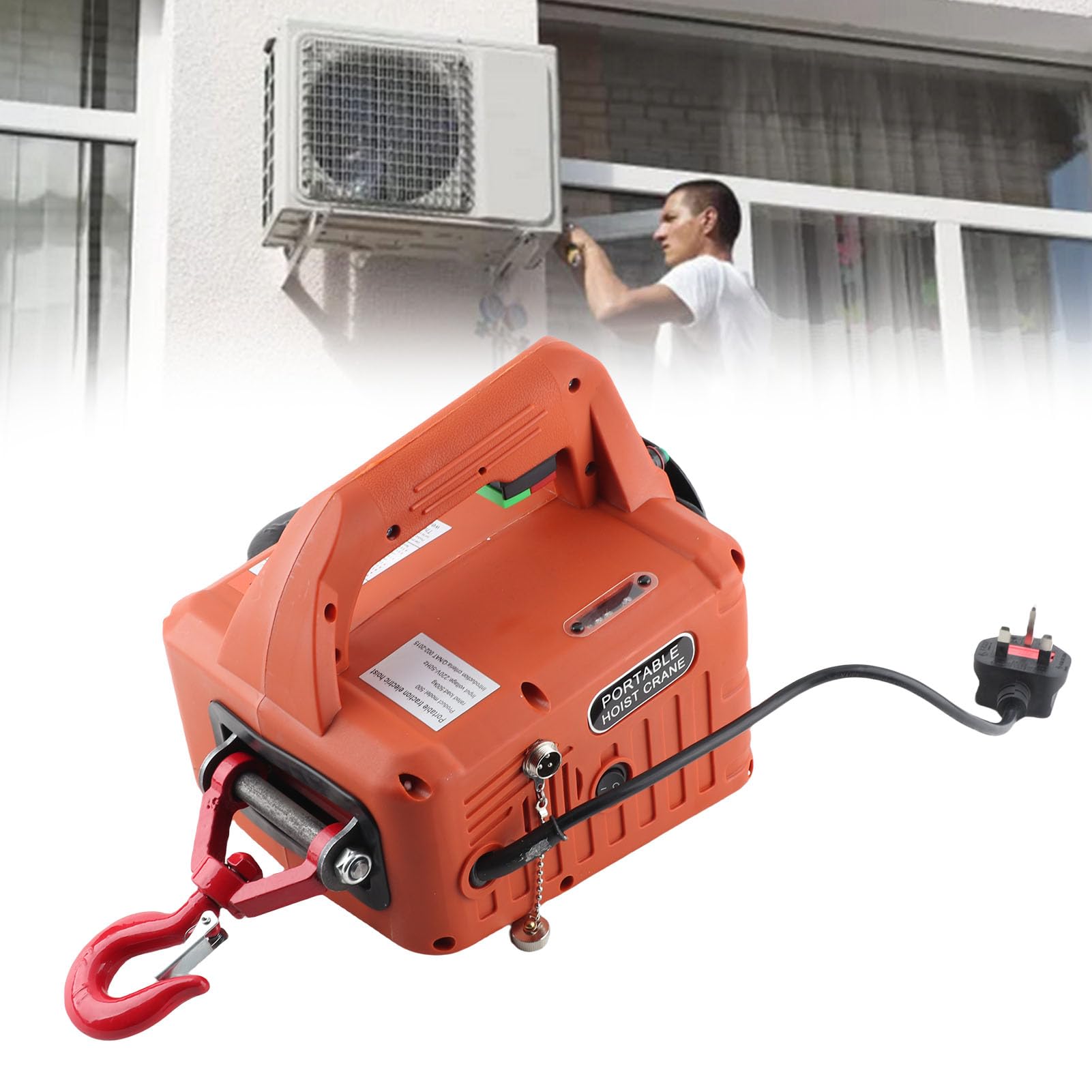 Elektryczna Wciągarka Linowa 1500W, Stal Ocynkowana, Wyciągarka do Ciężkich Prac, Wtyczka UE 220V