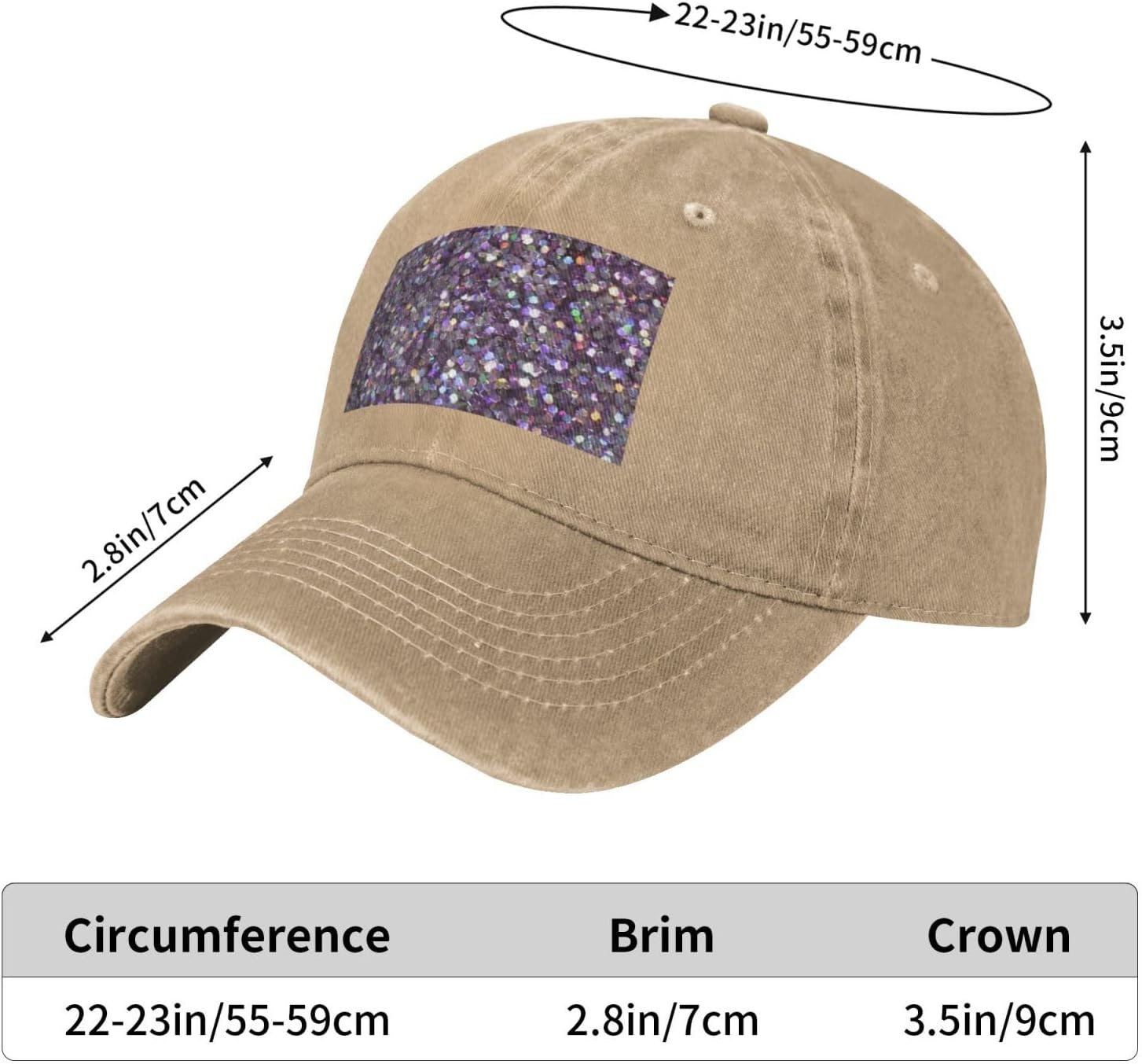 Sequin Pattern Print Cowboy Hat Personalized Baseball Cap Fashion Hat Cap Funny Gifts for Women Men Natural