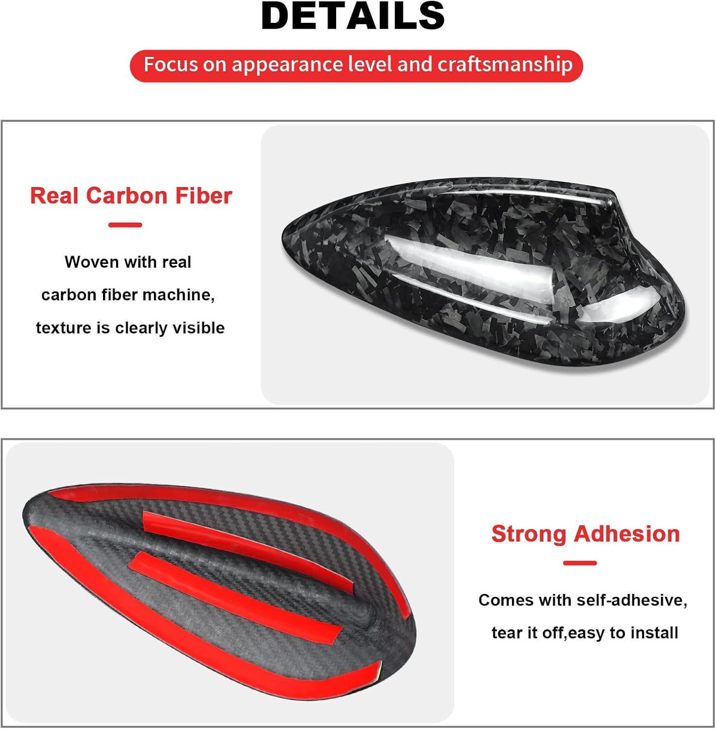 Replacement for Antenna Cover Shark Fin Trim Hood Forged Carbon Fiber Automotive Roof Aerials for BMW M2 M3 M4 M5 F20 F22 F30 F32 F35 F36 F82 F87 F90 G11 G12 G20 G30 G38(Black)