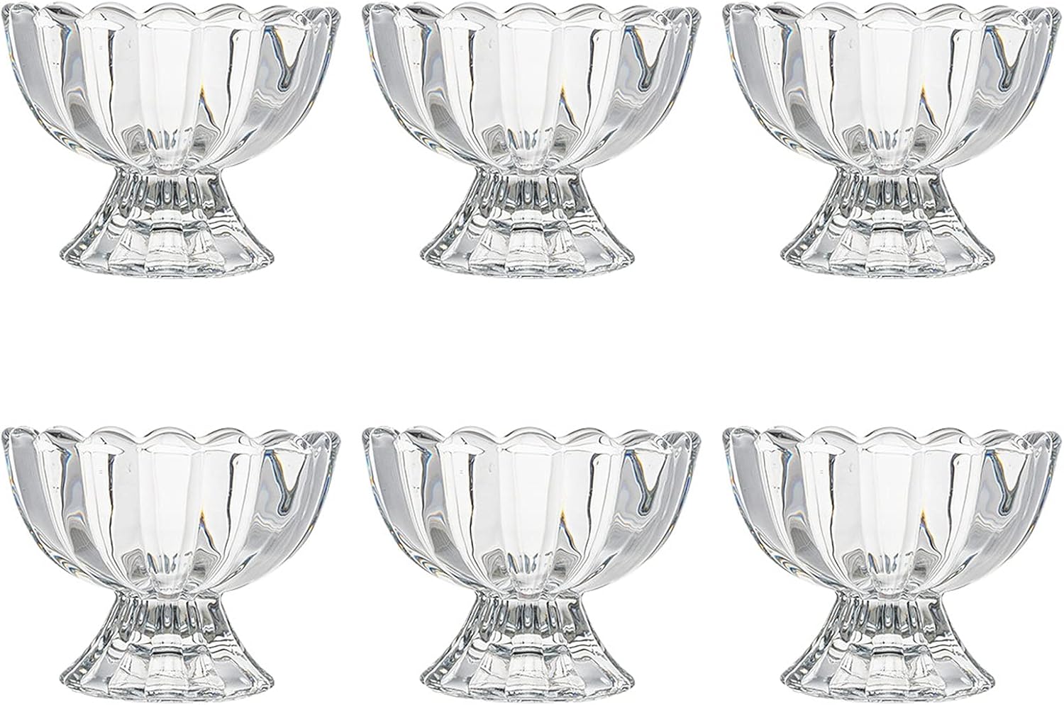  | Lawei 6 Pack Glass Dessert Bowls - 5 Oz Glass Ice Cream Cups Mini Trifle Footed Dessert Bowls for Dessert, Sundae, Ice Cream, Salad, Cocktail, Condiment, Trifle: Dessert Bowls