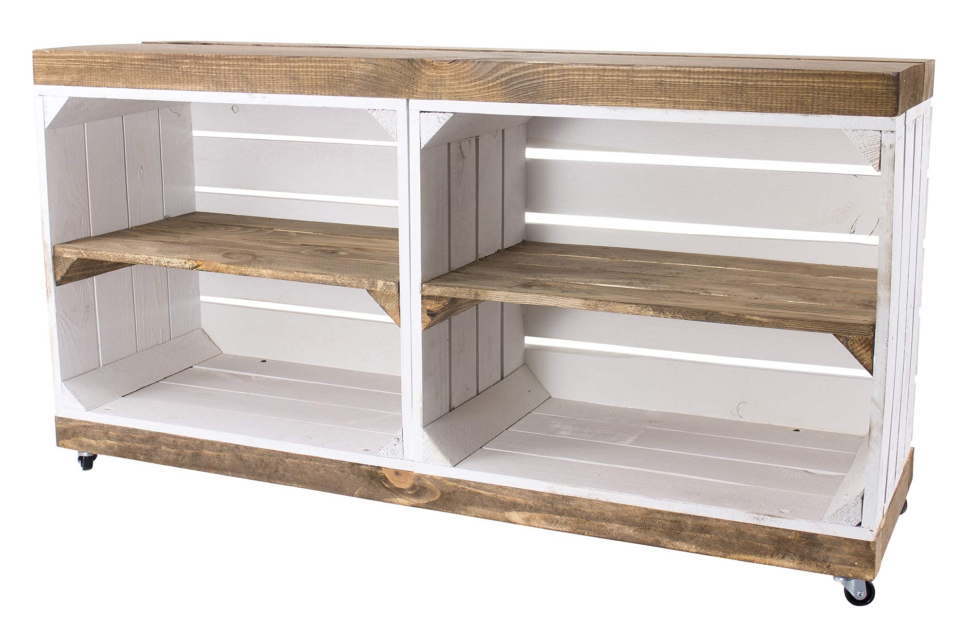 Armadietto per TV, Mobile Soggiorno, Bianco, con Elementi fiammati e 4 Ruote, Ideale per Ogni Soggiorno Moderno, 100 x 30 x 50 cm