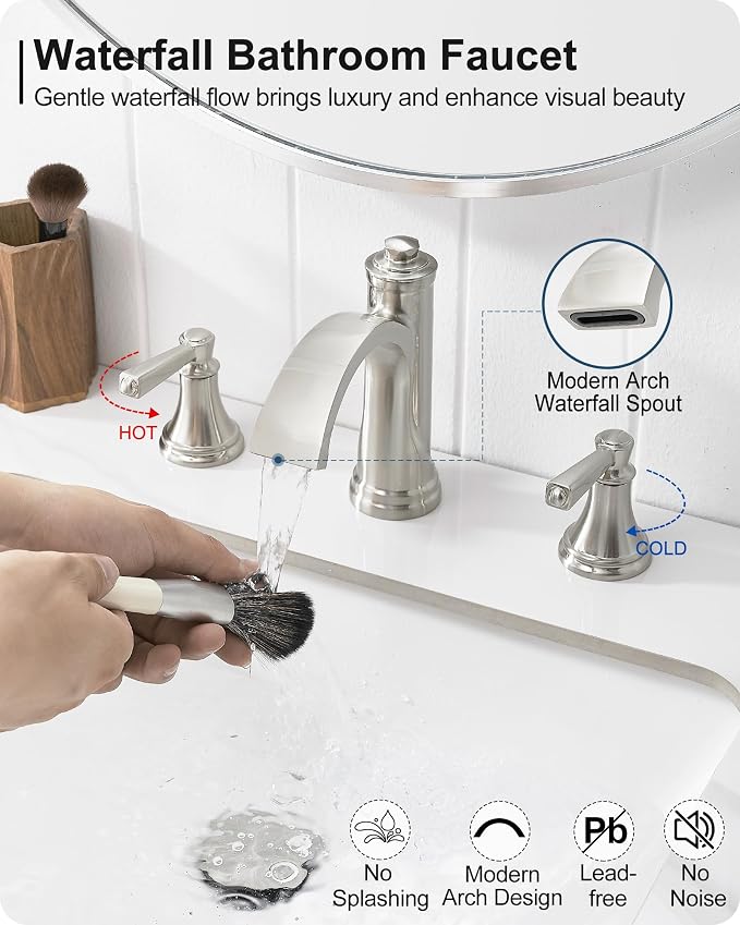 Grifería de baño 3 Huecos Acabado Níquel Cepillado miniatura 3