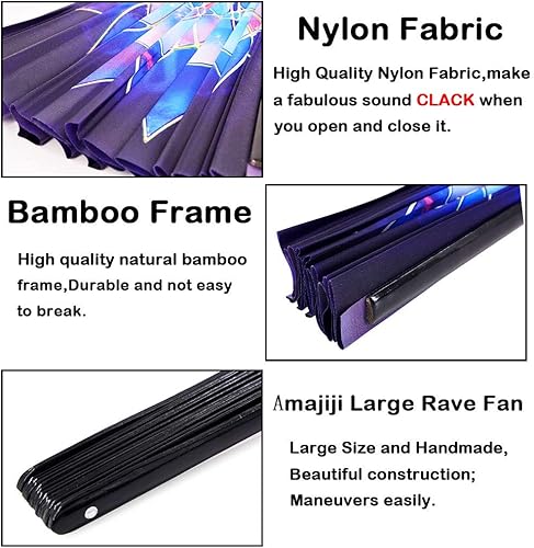 Miniatura 7 de Amajiji Abanicos plegables grandes para bailar en línea, gran abanico de golpes para botas en el suelo, baile, fiesta, decoración, festival (flor