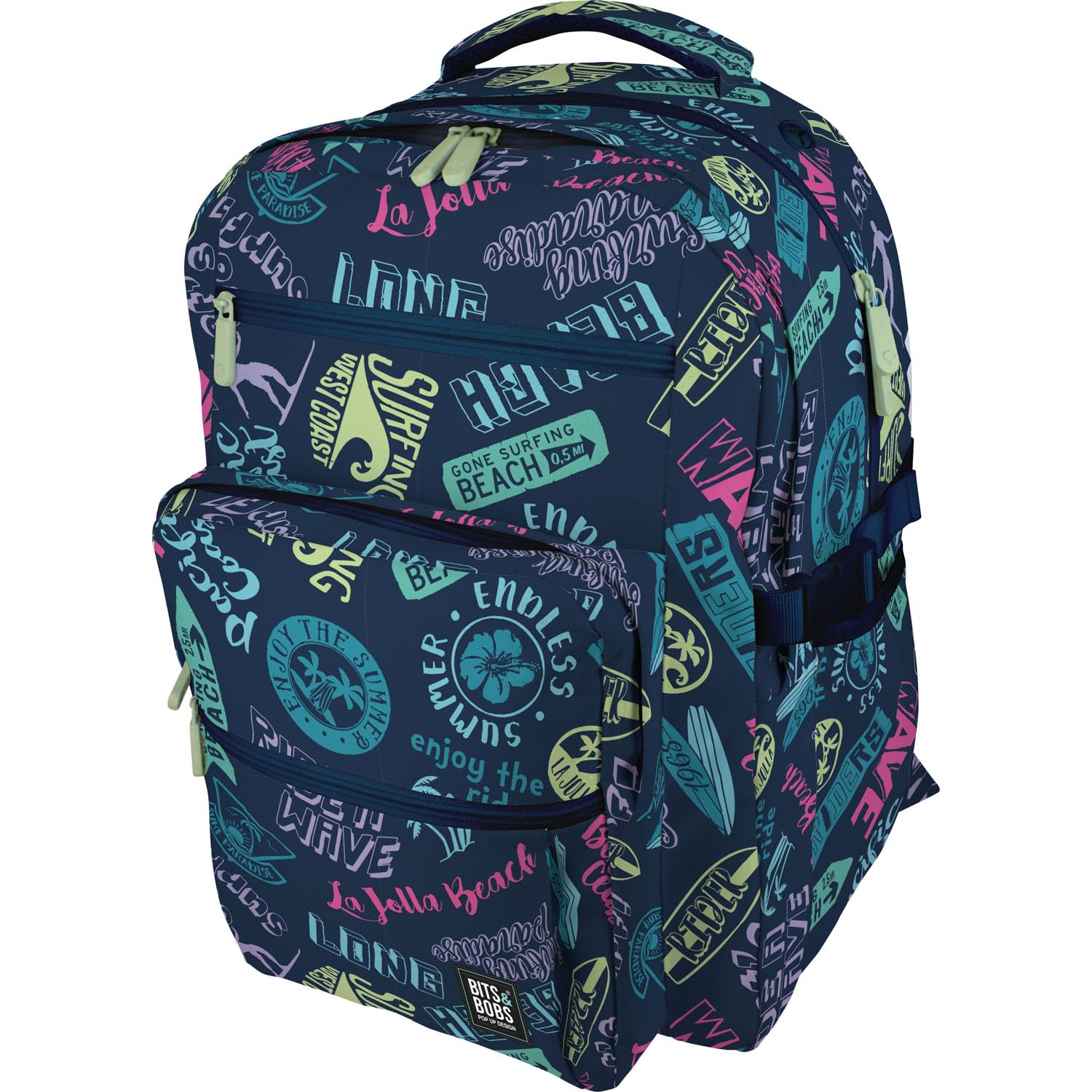 Grafoplás Zaino Scuola Grande 31 Litri – Beach Design, Con Scomparto Laptop, Ergonomico