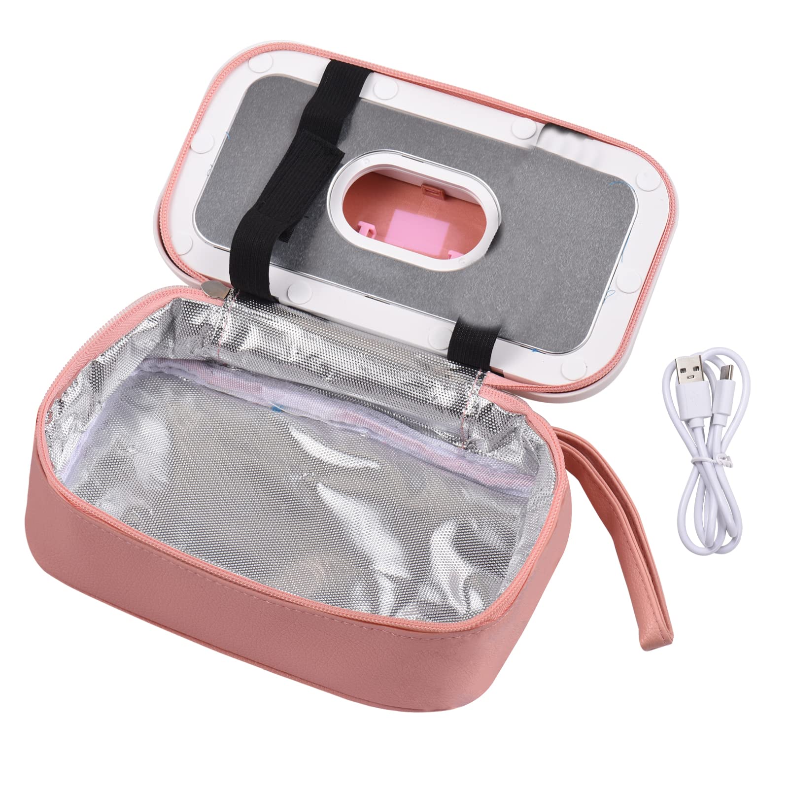 Réchauffeur de lingettes humides rechargeable par USB pour bébé Contrôle intelligent de la température Conception de grande capacité Portable Maison Voyage Camping Boîte