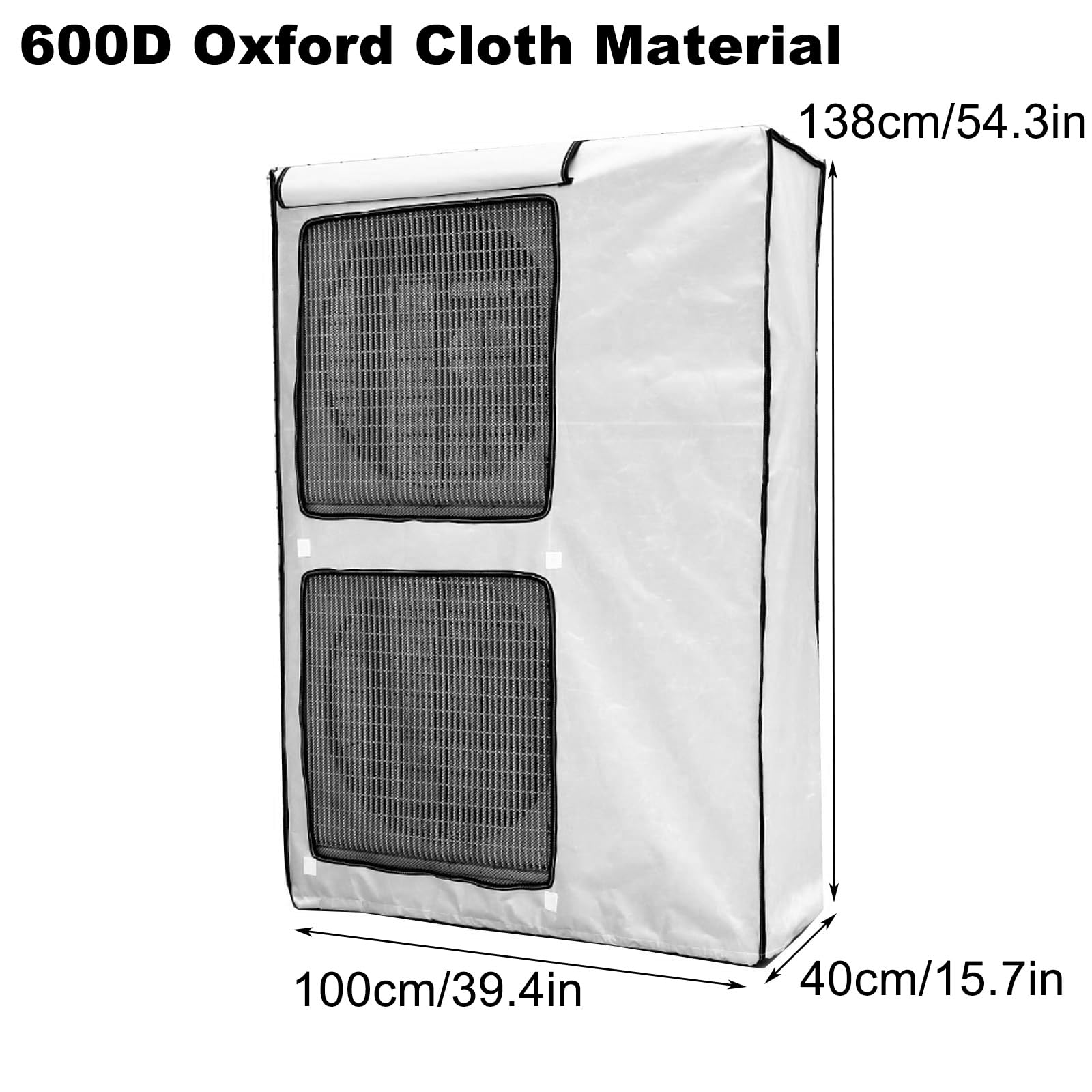 Funda Aire Acondicionado Exterior Universal para Central, Funda para Aire Acondicionado Exterior, Tela Oxford 600D, Impermeable, a Prueba de Humedad y Sol(Gray,100x40x138cm)