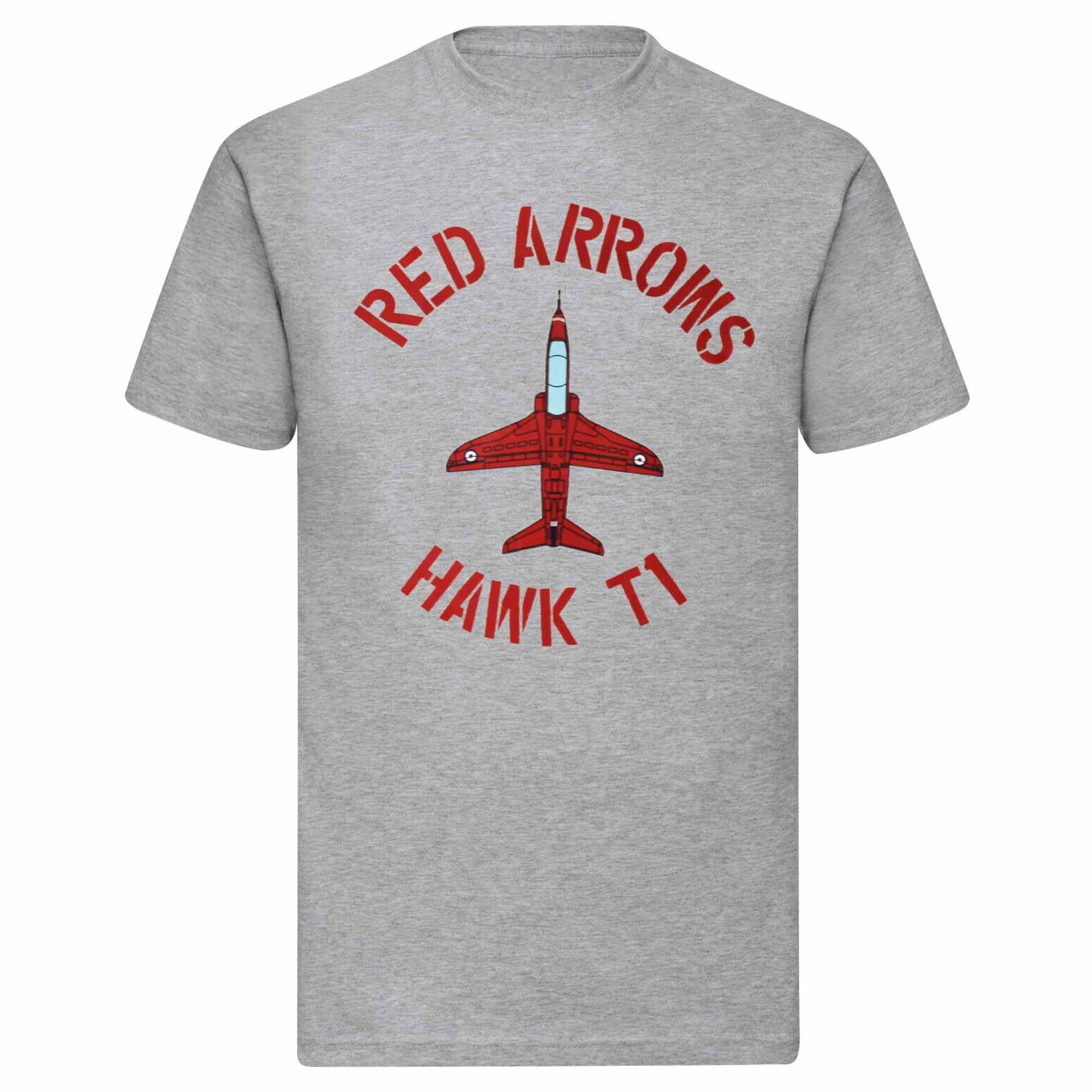 Gifts 4 All Men's Grey Official Raf Red Arrows T-Shirt, Red Arrows Hawk T1 Jet T-Shirt (Uk, Alpha, L, Regular, Regular, )