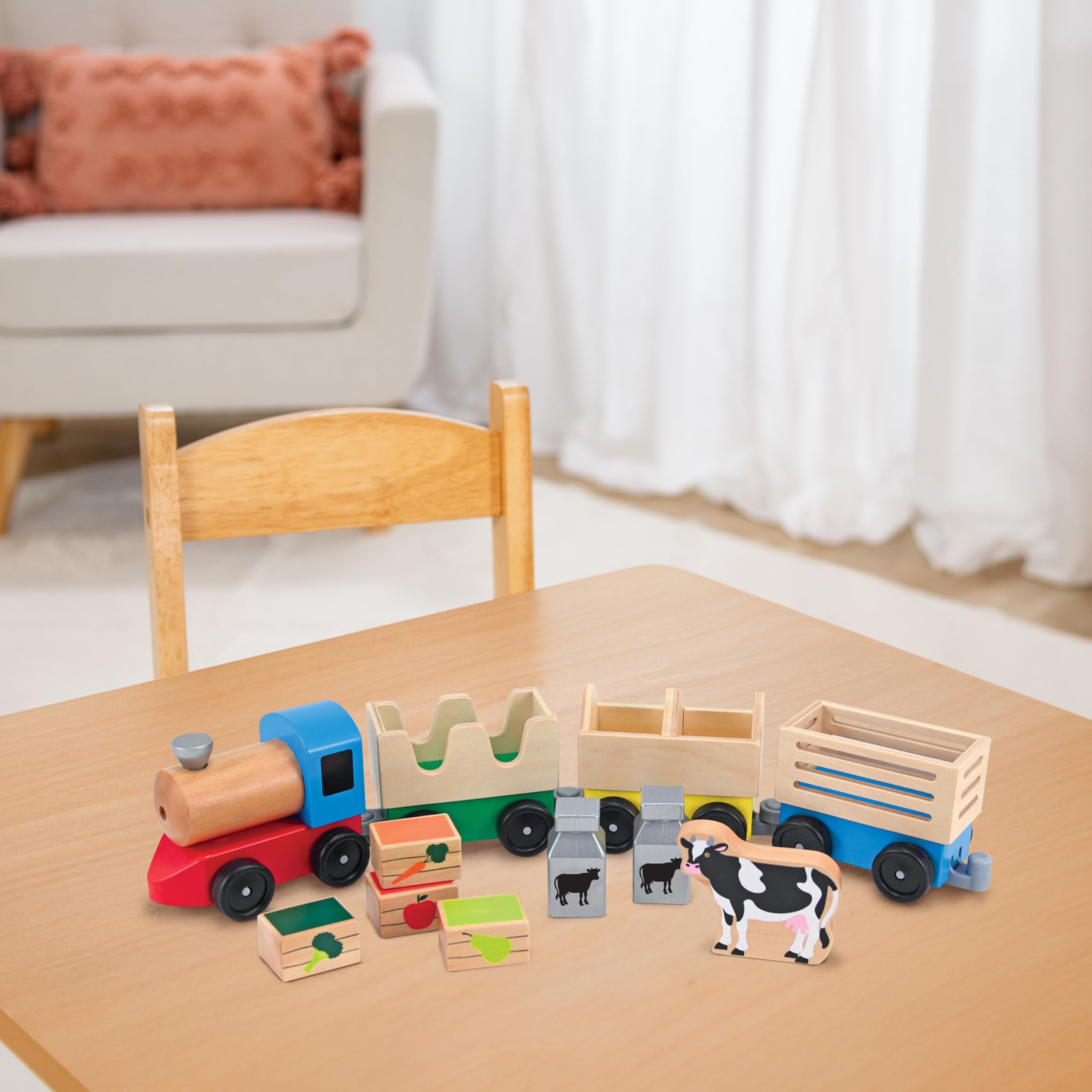 MELARQT Melissa & Doug Holzbauernhof Zug Spielzeug-Set (E-Commerce Verpackung)