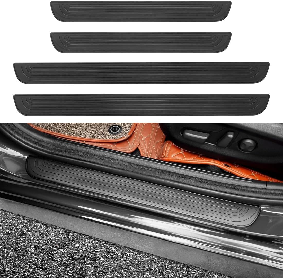 QIZUN 4 Pcs Car Door Sill Protector Strips for Skoda Octavia 3 Kombi 2013-2017, Rubber Door Threshold Guards with Anti-Slip Design, Welcome Pedal Protector Cover