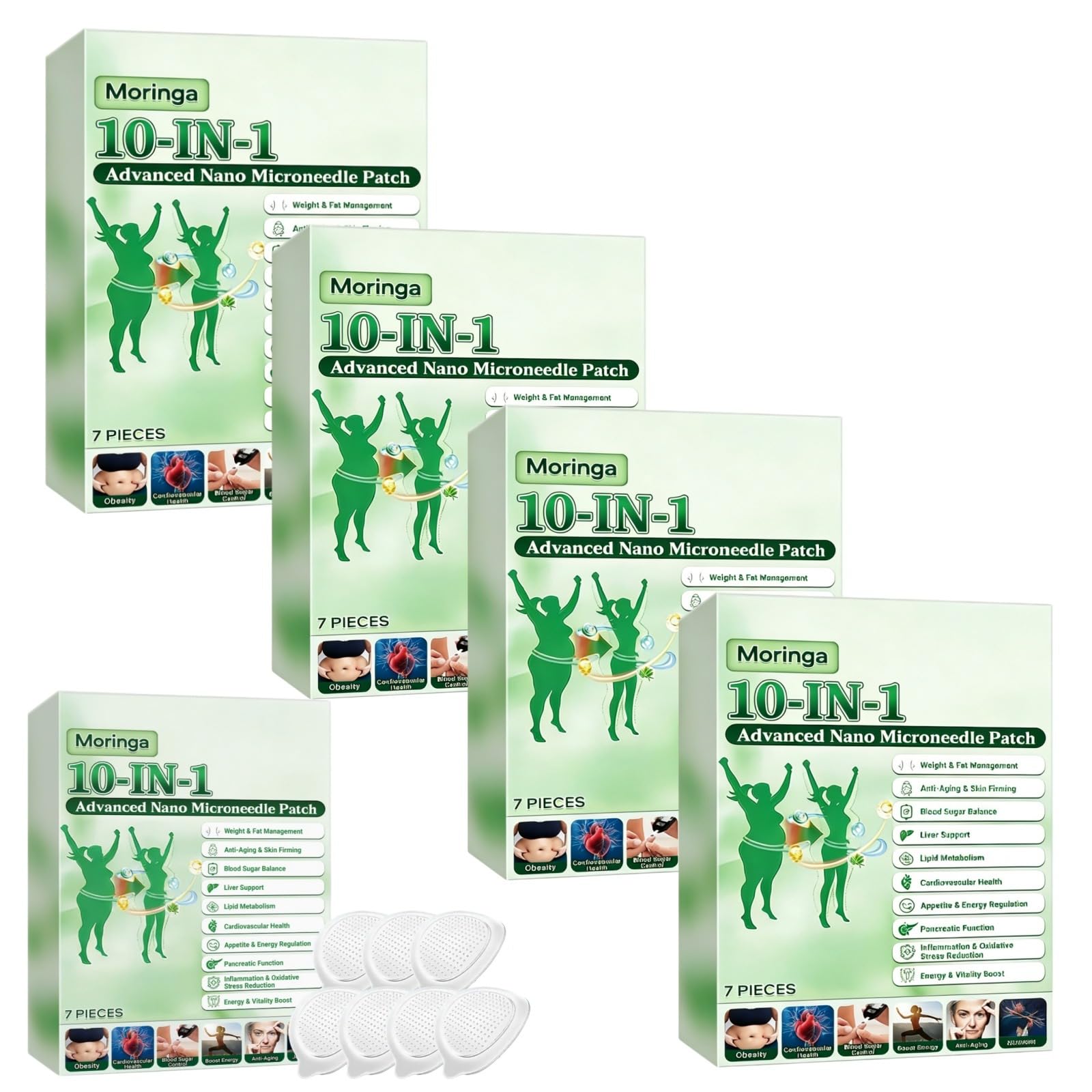 Plastry odchudzające Moringa 10 w 1, Nano Microneedle Plaster wyszczuplający z berberyną i NAD+, naturalne składniki, skóra ujędrniająca, łatwa aplikacja, idealna dla mężczyzn i kobiet