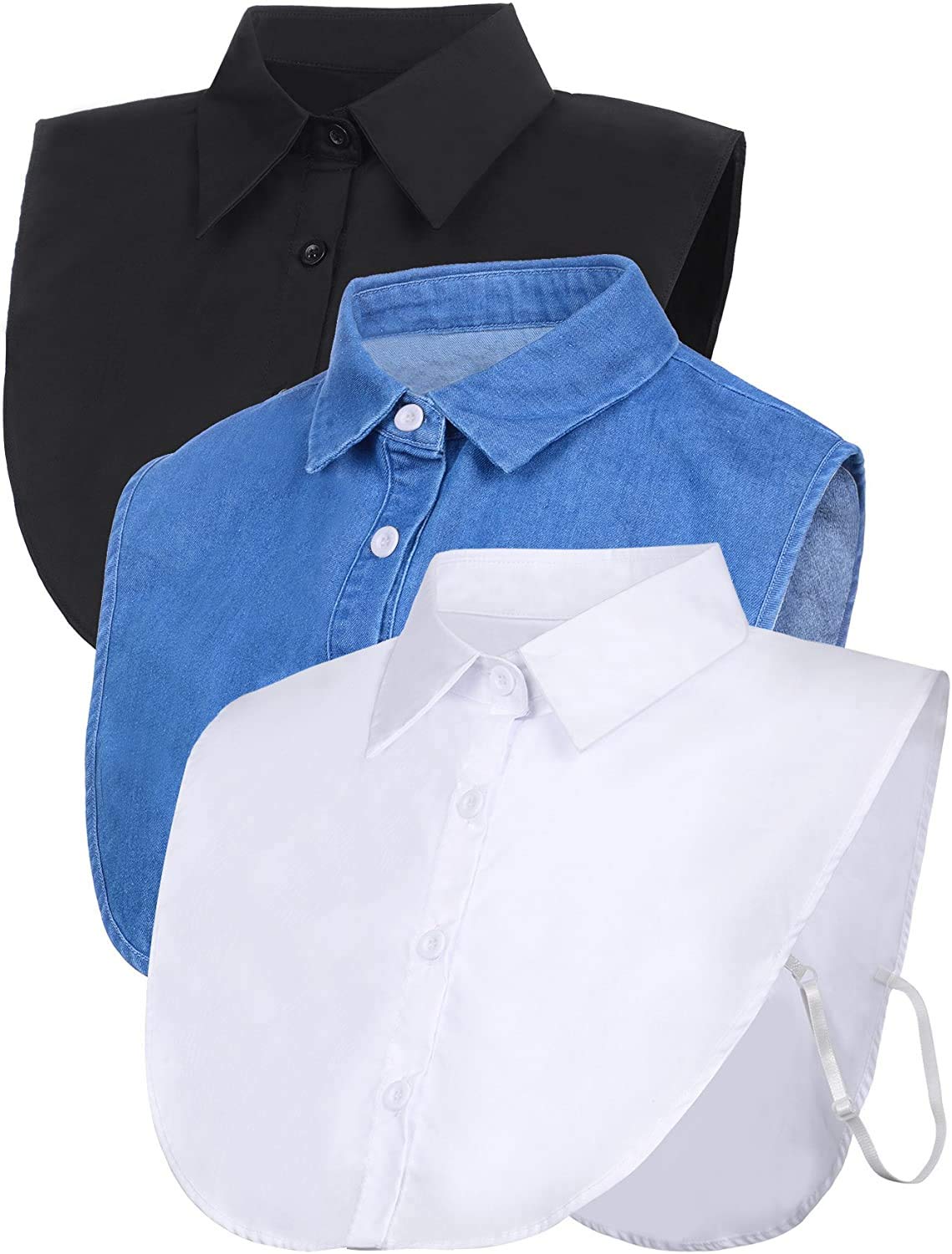 JFAN Falso Mezzo Camicia Camicetta 2 Pezzi 3 Pezzi Peterpan Collare Collare Staccabile Cravatta Unisex Donna Umono