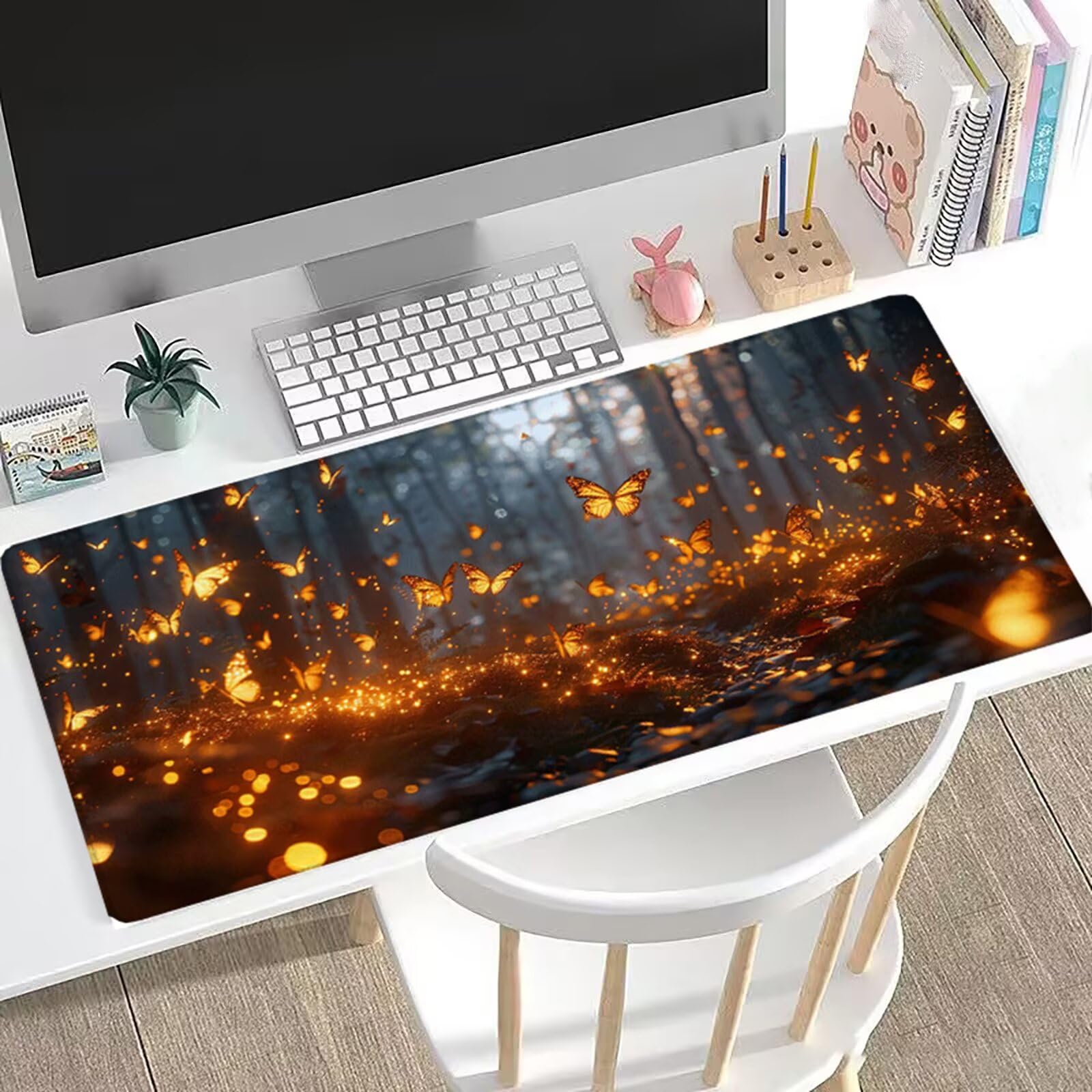 Motyl Gamingowa podkładka pod mysz XXL, 1200 x 600 mm, podkładka na biurko, duża podkładka pod mysz, antypoślizgowa konstrukcja, lepsza kontrola, podkładka na biurko, klawiaturę i PC, H0-966