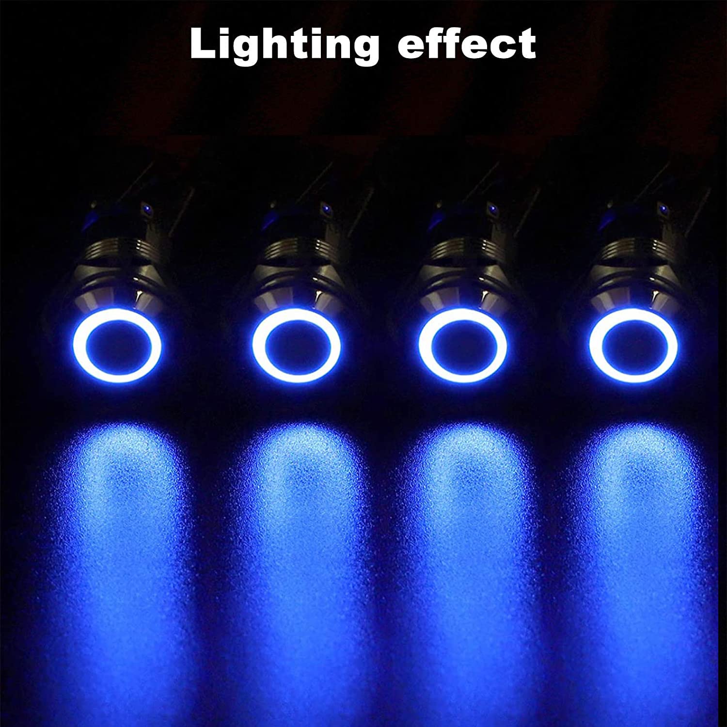 Momentse drukknop, 12 mm, 12 V-24 V, DC 3 A, rode ring, led