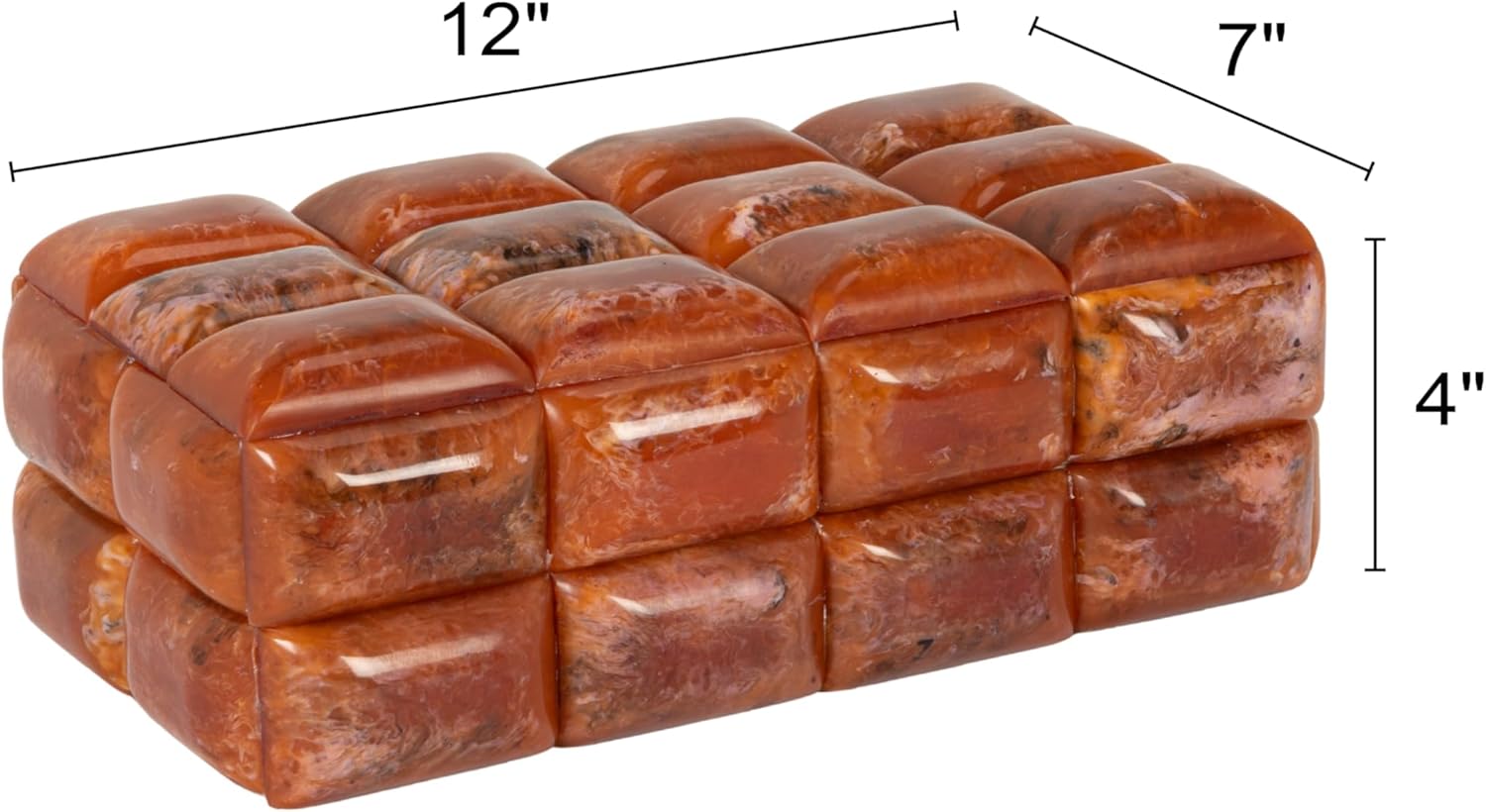 Creative Co-Op Marbled Resin Studded Box, Amber