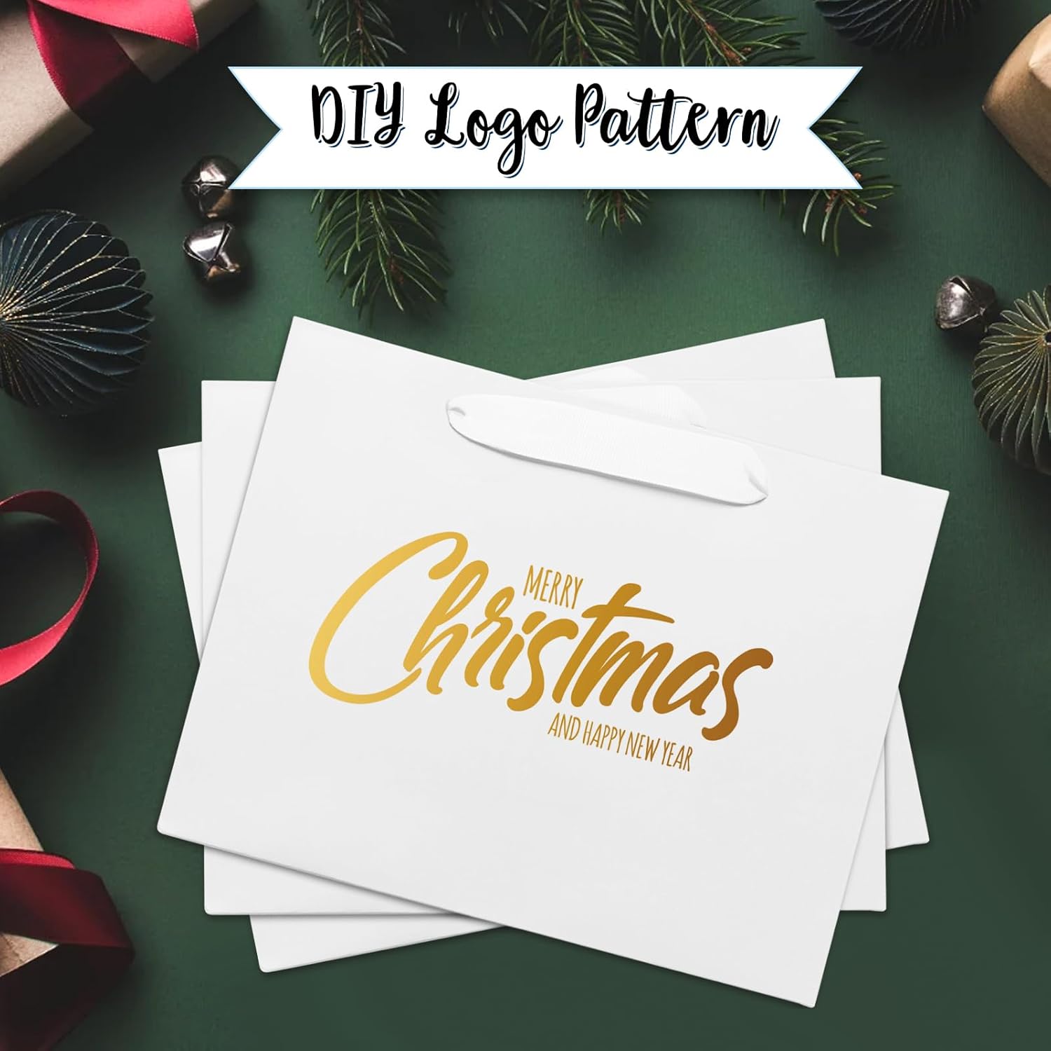 QIELSER 24 Pack Kraft Gift Bags Bulk Large Size - White Paper Shopping Bags With Ribbon Handles for Wedding, Party Favors, Retail - 12.6x4.5x10 Inches - Image 5