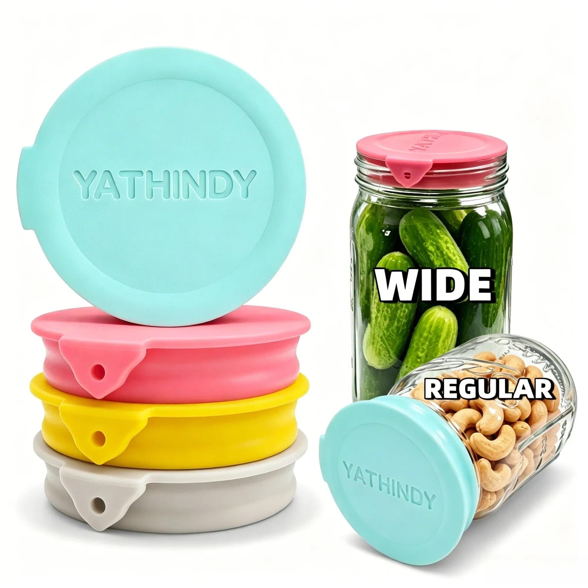 4 Pack Silicone Mason Jar Lids,Fits Both Regular &amp; Wide Mouth Jars