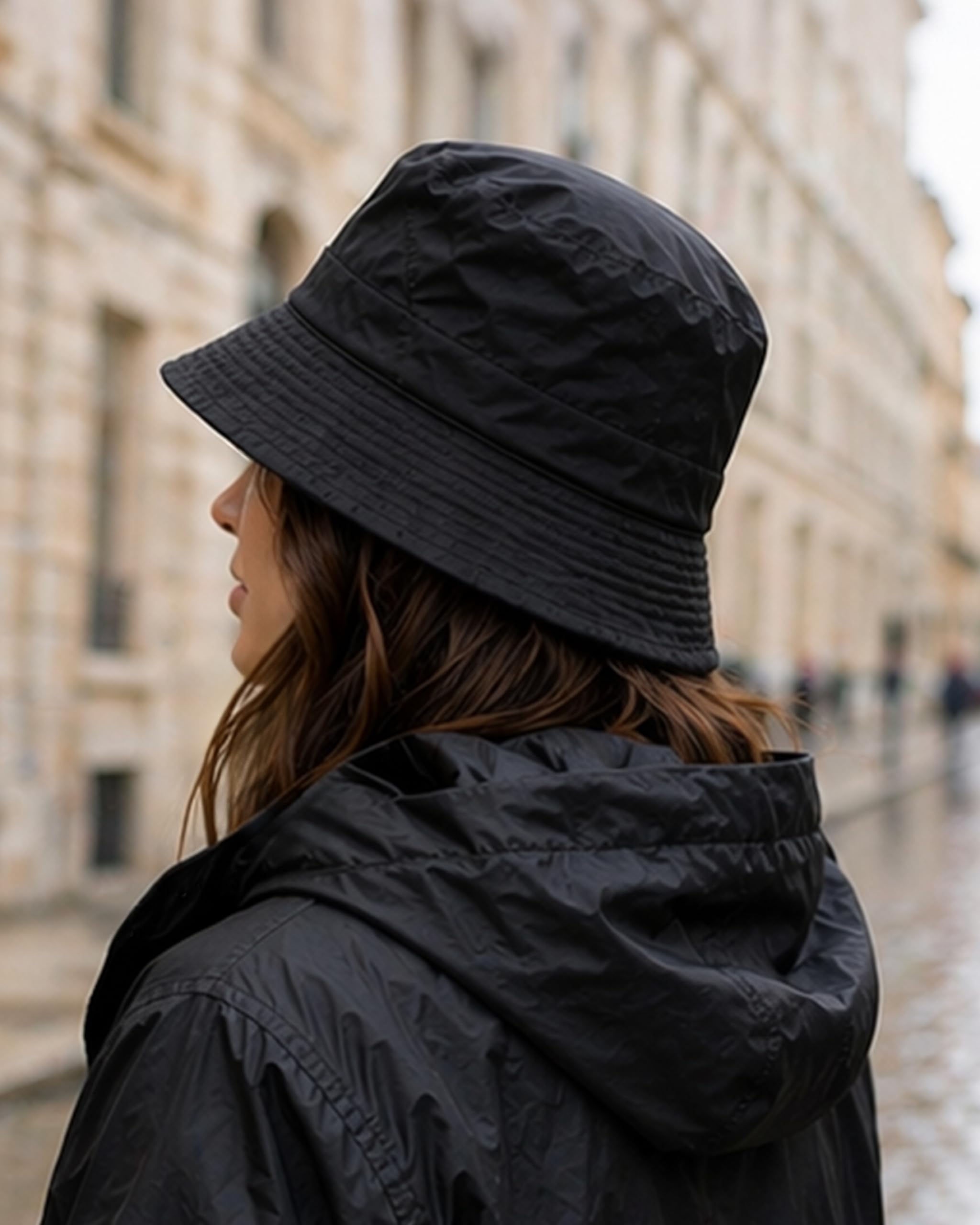 Sombrero de Lluvia Mujer Impermeable, Bucket Hat antilluvia, Plegable para Viaje y Ciudad