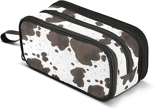 Miniatura 27 de ZAZYXTJ Estuche de gran capacidad con estampado de leopardo azteca occidental, 3 compartimentos, bolsa de lona para maquillaje, para escuela,