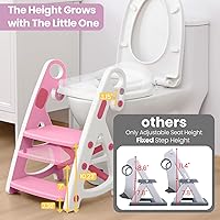 Vista 5 de Primlect Asiento de Entrenamiento para Baño, Asiento de Inodoro 2-en-1 para Niños Pequeños con Escalón, Accesorio Ultraestable para Silla de Baño