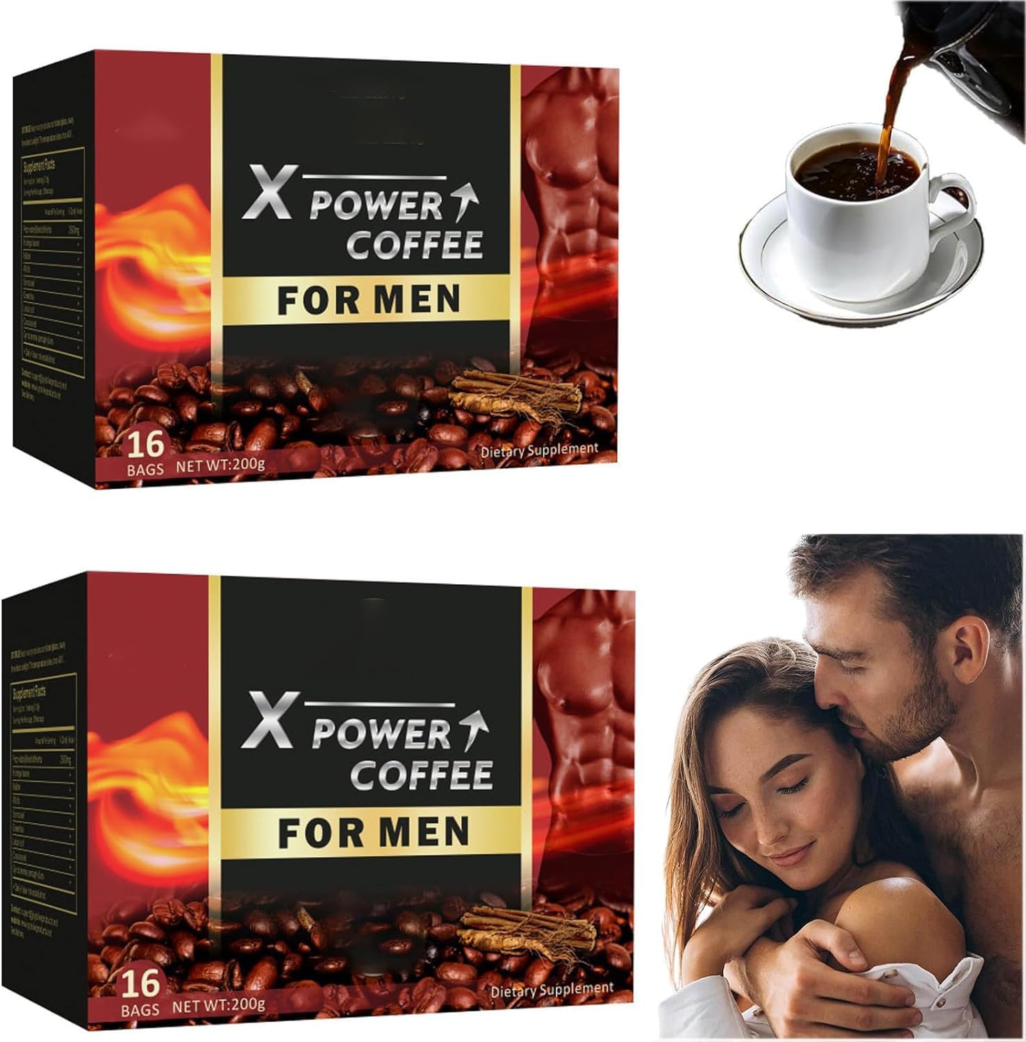X Power Coffee for Men-Afircan Powder Coffee for Man,Energy-boosting coffee,The Secret To Strong Men (2 Box)