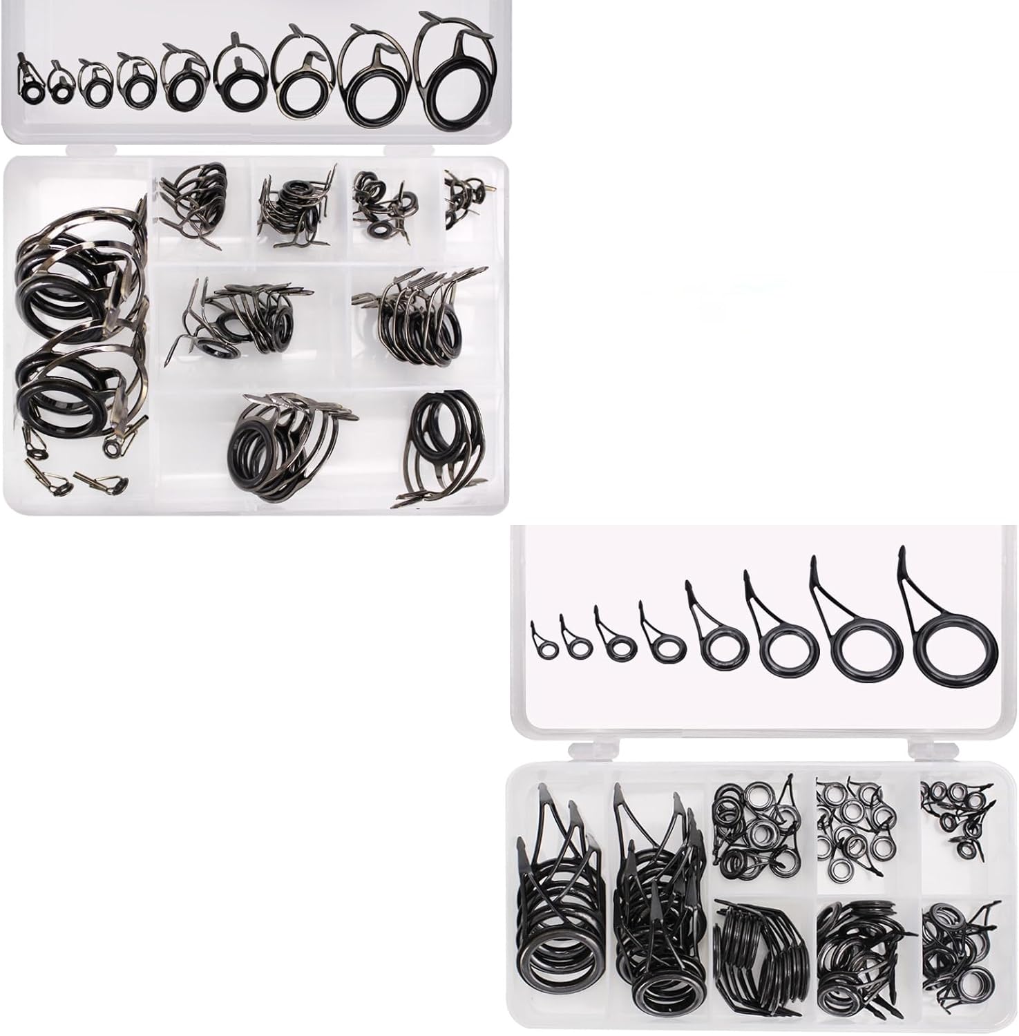 Fishing Rod Repair Kit, Fishing Rod Tips and Guides Replacement Kit, Ceramic Guide Ring Fishing Pole Tip Repair Kit Fishing Rod Eyes Repair Guides