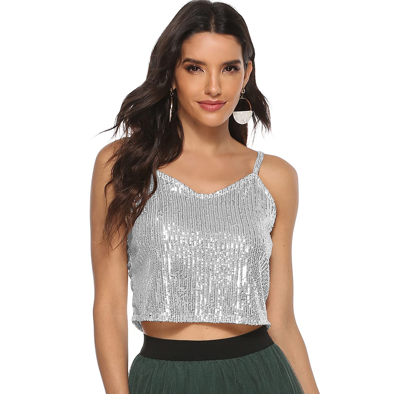 Camisole d'été à paillettes haut de gamme pour un éclat argenté parfait