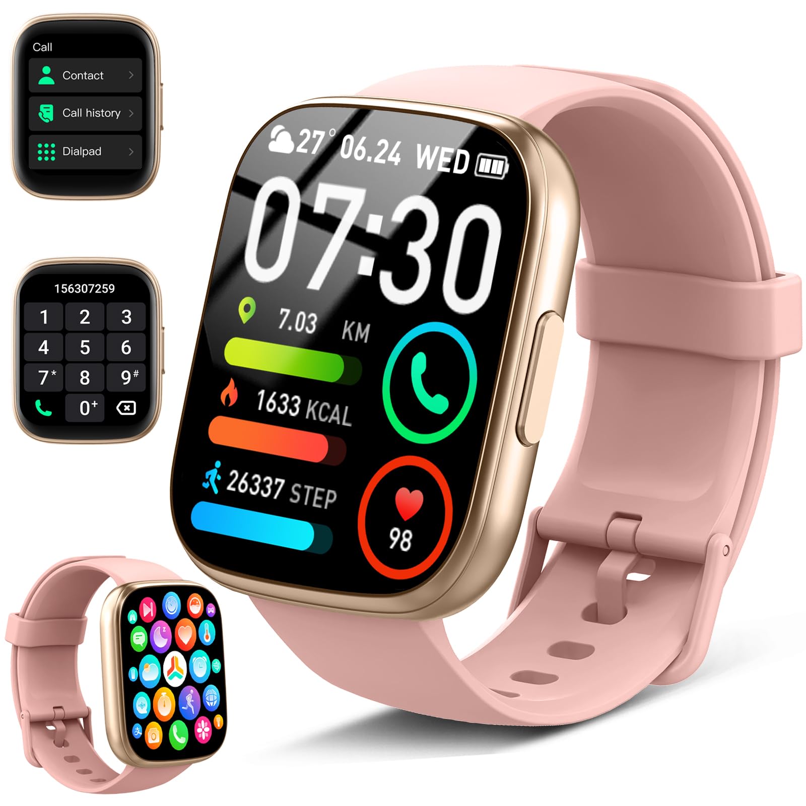 Cillso Smartwatch Men Women with Phone Function, 1.95 Inch Pedometer Watch, 24-Hour Heart Rate, Sleep, IP68 Waterproof, 110+ Sports Modes, Smart Watch, Fitness Tracker