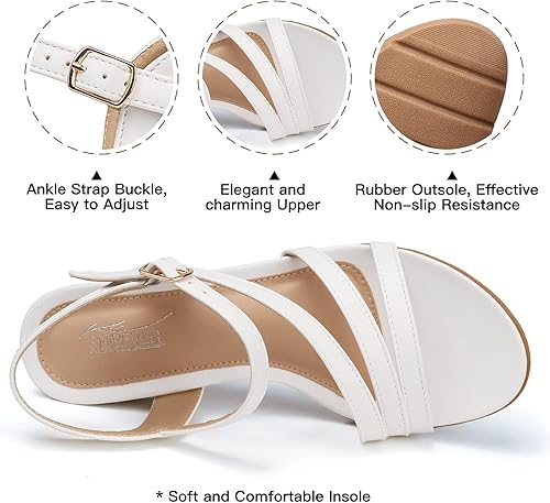 Vista 5 de SHIBEVER Sandalias de cuña para mujer sandalias de cuña baja de verano para mujer, cómodas sandalias de punta abierta