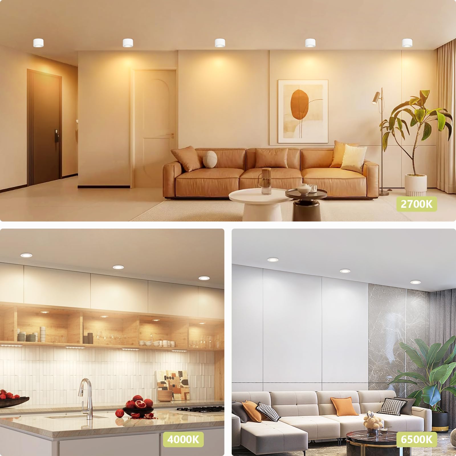 YindaLux Lot de 10 Modules LED 230V Dimmables, Extra Plats Ø50x23mm, 5W 500LM IP44, Angle 120°, Remplacement GU10/MR16, 3 Couleurs 2700K/4000K/6500K, pour Spot Encastrable