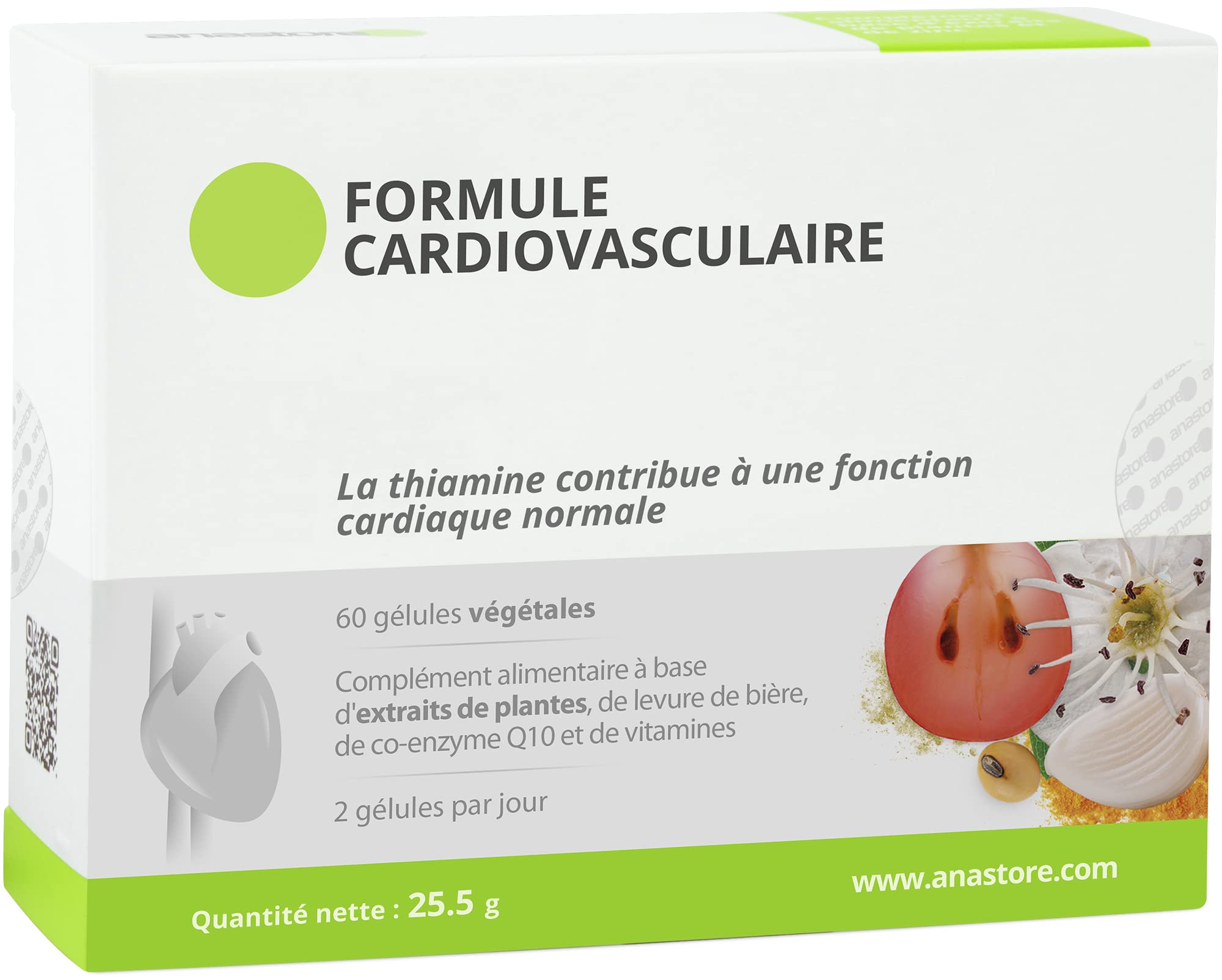 Formule Cardiovasculaire * 60 gélules / 320 mg * Vitamines du groupe B, Aubépine, Ail, Raisin, Nattokinase et Co-enzyme Q10