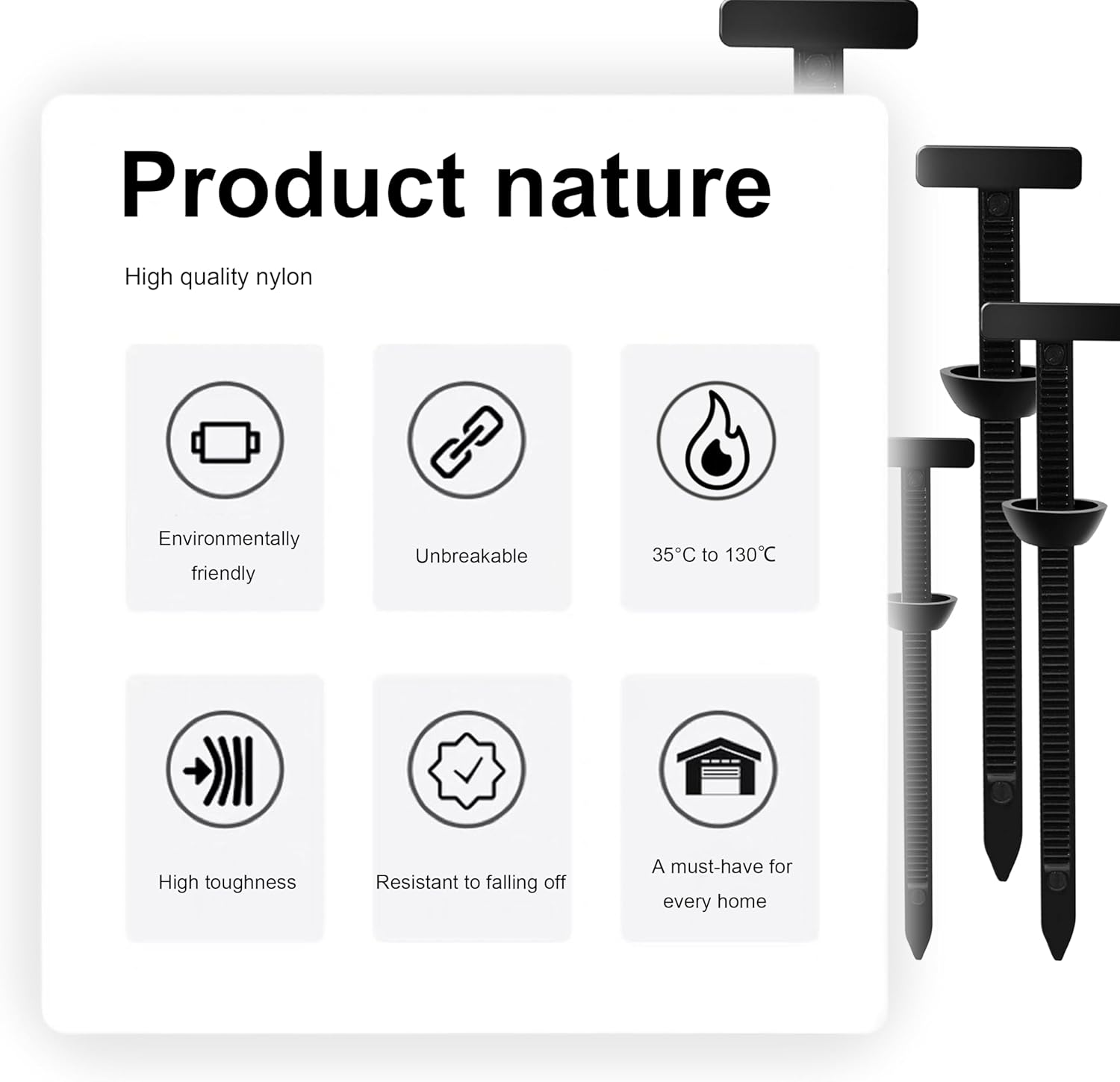 Universal Nylon Cable Tie Buckle – Multifunctional Zip Ties for Car and Auto, Quick Installation, Compact & Convenient Cable Management (200)